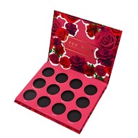 Boîte d'emballage pour palette de fards à paupières rouges, personnalisation sur mesure, motif rose, impression UV, emballage cosmétique, échantillons en petites séries