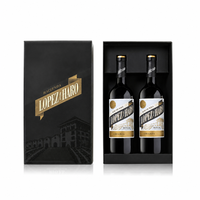 Boîte cadeau pour vin sur mesure, boîte d'emballage en carton avec logo en feuille d'or de qualité supérieure, couvercle et base, pour vin, rhum, alcool