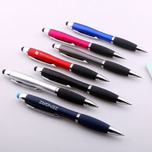 2 in 1 Stylus Touch Light up Logo Click Metal Ballpoint Pen, LED <b>Illuminated</b> Advertising Pen With Anti Slip Rubber Grip - Product Image 3