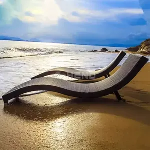 <span class=keywords><strong>Lit</strong></span> et chaise <span class=keywords><strong>en</strong></span> bois d'extérieur modernes avec coussin imperméable pour piscine, cour, patio, jardin, hôtels, plage, loisirs - Product Image 3