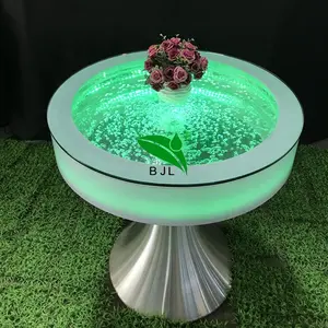 现代led灯圆形水泡桌面餐桌套装