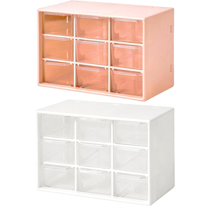 Caja de Almacenamiento de Plástico de 3 Niveles con Cajón y 9 Compartimentos, Mini Gabinetes para Joyería, Cosméticos, Cuentas, Material de Oficina y Manualidades, Venta al Por Mayor - Product Image 1