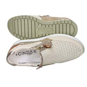 Sneakers Cinzia Soft da Donna Beige Perforate Slip-On con Suola Chunky - Product Image 6