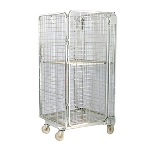 Chariot à 3 faces pour rangement de cargaison, conteneur pliable, en maille, à nylon, adapté aux entrepôts commerciaux - Product Image 1