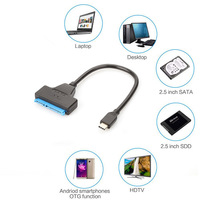 SAT naar USB Type C Adapterkabelconverter voor laptop Connect 2,5" SSD HDD harde schijf 25CM