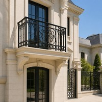 Rampe de balcon et d'escalier en fer forgé galvanisé noir, sur mesure, élégante et contemporaine, pour hôtels résidentiels et villas, artisanale et facile à installer