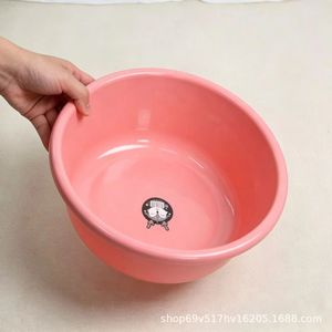 Bassine en plastique grande taille ronde couleur unie pour la maison, le dortoir, la buanderie, la salle de bain – Rose, Bleu, Vert - Product Image 4