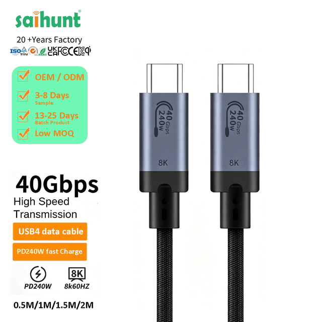 USB4 40Gbps Type-C to C Cable, 240W PD3.1 Fast Charge, 8K 60Hz Video, Compatible with Thunderbolt 4