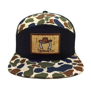 Casquette Snapback personnalisée à 7 panneaux, visière plate, impression par sublimation, camouflage, imprimé camouflage, avec patch en cuir - Product Image 1