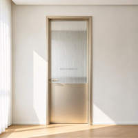 Porte à battant en aluminium certifiée CE, porte à battant en verre à motifs décoratifs pour la séparation de la chambre à coucher et du salon