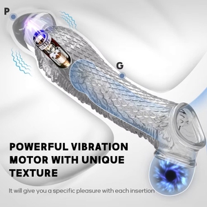 Manchons réutilisables pour hommes pour retarder l'éjaculation, avec anneau vibrant pour pénis, manchon extenseur souple pour agrandir le pénis - Product Image 4