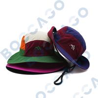 Chapeau de soleil respirant à séchage rapide avec sangle, broderie color block, cordon de serrage réglable, chapeau bob pour la randonnée et les activités de plein air