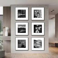 Peinture décorative combinée de photographie de paysage noir et blanc, art mural de style industriel pour restaurant et bureau