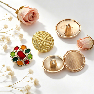 Handmade Eco-Friendly Decor Round Zinc Alloy 2-Holes <b>Buttons</b> High Polished Gold Plated Custom Embossed Logo Brass Shank Craft - Product Image 3