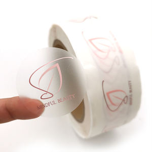 Özel yuvarlak şeffaf baskı gül altın folyo vinil yapışkan şeffaf Logo ambalaj etiket rulo - Product Image 2