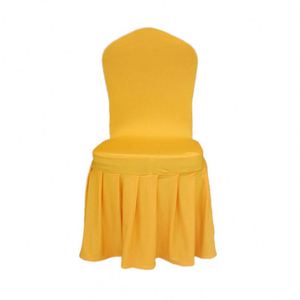 Fournisseur en gros de décorations de mariage haut de gamme pour hôtels, housses de chaise élastiques de couleur unie avec rubans - Product Image 1