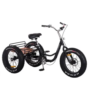 20 Inch 3 Wheel Snow Bike Fat Tire Tricycle With Rear Cargo Basket Adult Trike