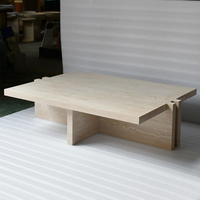 Table basse en travertin naturel, moderne, durable, décorative, beige, avec garantie d'un an, style luxueux, salon