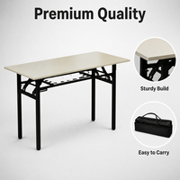 Table pliante portable en MDF, bureau rectangulaire avec cadre en fer, surface pliable pour économiser de l'espace, pour la maison, le bureau, l'extérieur