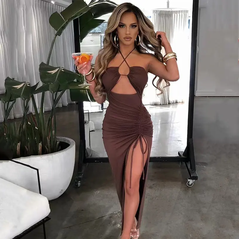 Sexy Slit Sleeveless Long Bodycon Dresses Summer New Fashion Women Dress