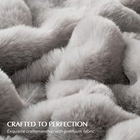 Jeté réversible ultra doux et luxueux en fausse fourrure de lapin, épais, chaud, imperméable, toutes saisons, lavable en machine, confortable et moelleux