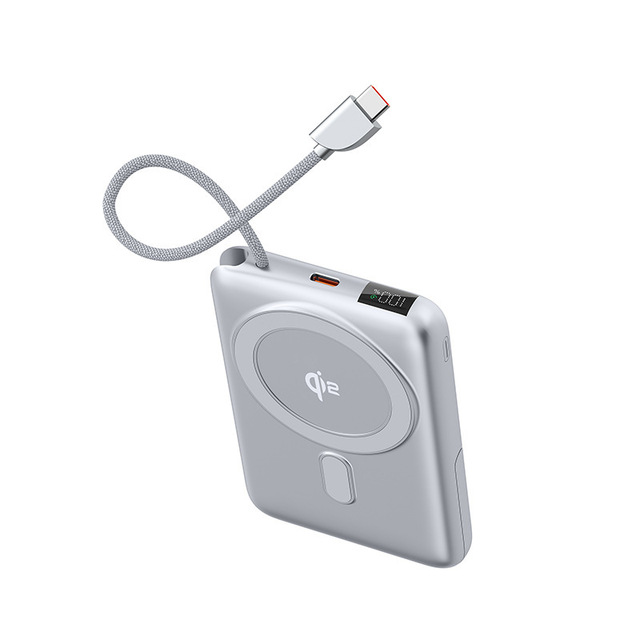 Baisco WS-Q006LF 3C Certified Qi2 Magnetic Power Bank Built-In Cable for Magsafe Ultra-Thin 10000Ma Mobile Power Supply