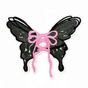 Parche Bordado Decorativo Estilo Hot Girl Millennium de Black Pink, con Diseño de Calavera y Mariposa, para Ropa y Bolsos - Product Image 4