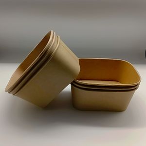 Couvercles rectangulaires jetables en papier biodégradable de qualité alimentaire, résistants aux fuites et à la graisse, en papier kraft, vente en gros pour salades rapides - Product Image 4