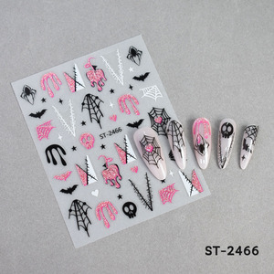 สติ๊กเกอร์ติดเล็บลายฮาโลวีน แมงมุม ฟักทอง ผี ลายตลกสีดำ สติ๊กเกอร์กาวสำหรับตกแต่งเล็บ DIY - Product Image 6