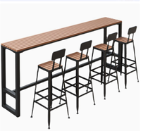 Ensemble table haute et tabourets étroits en WPC avec structure métallique, robuste, pour extérieur, tendance 2026, idéal pour jardin et véranda