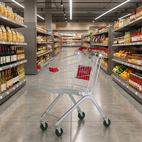 Chariot de supermarché commercial de style européen en fil métallique zingué, directement de l'usine, avec siège enfant rouge, pour la diffusion en chaîne de magasins de détail