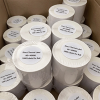 Gulungan Stiker Thermal Langsung Grosir 60x40mm Label Barcode Berlubang untuk Printer Label Thermal Pengiriman Gudang