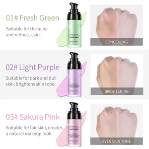 Venta al por mayor 40G Control de aceite de tres colores Imprimación duradera Hidratante Aislamiento Base Cuidado Crema de aislamiento Maquillaje facial simple - Product Image 3