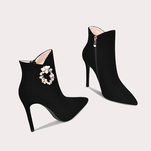 Da lộn trên màu đen Stiletto <span class=keywords><strong>cusp</strong></span> khởi động cho phụ nữ giản dị xã hội giày mùa đông với ngón chân nhọn tính năng thoáng khí mùa thu gót chân - Product Image 2