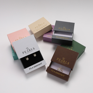 Boîte à bijoux coulissante en carton avec logo personnalisé pour collier, bague, boucles d'oreilles, emballage cadeau - Product Image 1