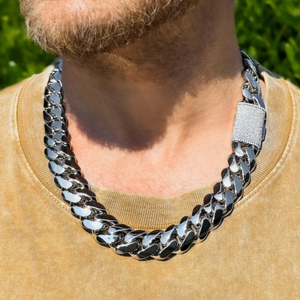 Cadena Cubana de Eslabones de 15 mm en Oro Blanco y Rodio, con Cierre Personalizado, Estilo Hip Hop, Plata de Ley 925, Regalo para Fiestas - Product Image 1