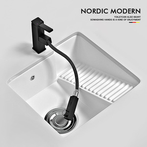 Lavabo cerámico empotrado rectangular de 12L, fácil de limpiar, para baño y balcón - Product Image 3