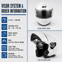Casque de moto modulaire ECE 22.06, ABS, intégral, à libération rapide, certifié DOT, double visière, visière interne transparente, rouge