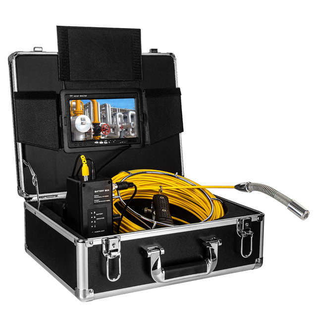23mm Lens 7 Inch LCD 20M Cable Camera for Pipe,Borescope Cameras With 1200TVL HD+Image Self Leveling