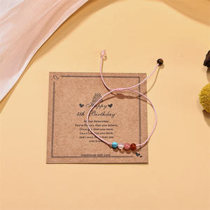 Nouveau Style enfants cadeau d'anniversaire pierre naturelle réglable perlé <span class=keywords><strong>Bracelet</strong></span> couleur bonbon carte d'anniversaire personnalisé 4-12e anniversaire - Product Image 2