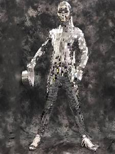 Funtoys-Costume miroir en argent brillant <span class=keywords><strong>2023</strong></span> pour hommes, combinaison de spectacle de danse avec étoiles populaires, costumes de chanteur à paillettes - Product Image 2