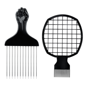 Peigne Afro en Métal Noir Long, Outils de Salon, pour Homme Africain, Femme, Huile, Torsade, 2 Pièces - Product Image 2
