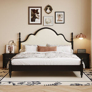 <span class=keywords><strong>Lit</strong></span> double en chêne massif, style campagnard américain rétro de luxe, avec colonnes romaines sculptées, rembourrage doux, <span class=keywords><strong>lit</strong></span> <span class=keywords><strong>mural</strong></span> moderne - Product Image 1