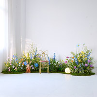 Arrangements floraux artisanaux de style influenceur, fleurs artificielles, décorations en herbe, grandes compositions vertes d'intérieur