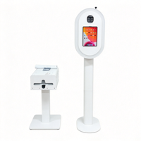 Photo Booth Oval iPad DSLR Ultra Tipis, Casing Logam Putih Hitam, Multi Koneksi