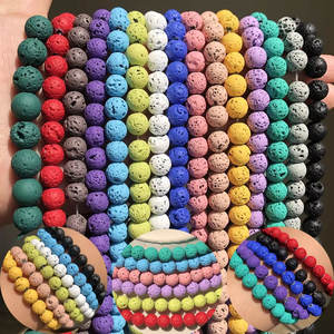 Vente en gros de perles de pierre de lave volcanique naturelle ronde perle d'espacement en vrac pour la fabrication de bijoux accessoires de collier à faire soi-même 4 6 8 10mm 15'' - Product Image 1