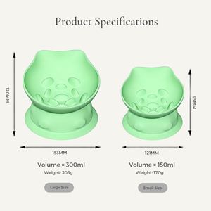 Food Grade Silicone Elevated <b>Cat</b> Bowl 15° Tilted Slow <b>Feeder</b> Pet Bowl Suction Base Neck Protection Anti-Vomiting Whisker Relief - Product Image 5