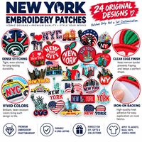 Patch brodé en gros de la Statue de la Liberté de New York, motif taxi et skyline, souvenir à thermocoller ou à coudre