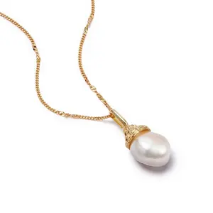 Milskye elegante gioielli 925 argento sterling 18k placcato oro barocco collana di conchiglie di perle d'acqua dolce per le donne