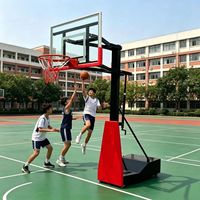 Support de panier de basket portable d'extérieur avec panneau en verre trempé pour écoles et communautés